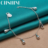 925 Silver 5 Water Drop Bracelet Women Wedding Party Jewelry