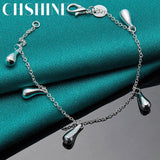 925 Silver 5 Water Drop Bracelet Women Wedding Party Jewelry