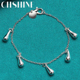 925 Silver 5 Water Drop Bracelet Women Wedding Party Jewelry