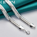 925 Silver Flat Snake Bone Chain Necklace Charm Wedding Jewelry