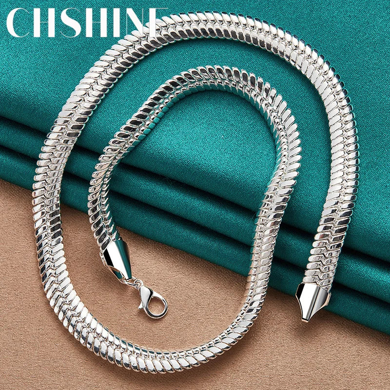 925 Silver Flat Snake Bone Chain Necklace Charm Wedding Jewelry