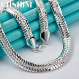 925 Silver Flat Snake Bone Chain Necklace Charm Wedding Jewelry