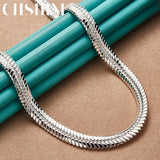 925 Silver Flat Snake Bone Chain Necklace Charm Wedding Jewelry
