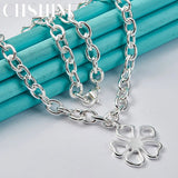 925 Silver Flower Pendant Necklace Wedding Jewelry