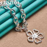 925 Silver Flower Pendant Necklace Wedding Jewelry