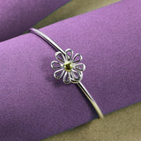 925 Silver Flower Pendant Necklace Bracelet Bangle Jewelry Set