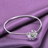 925 Silver Flower Pendant Necklace Bracelet Bangle Jewelry Set