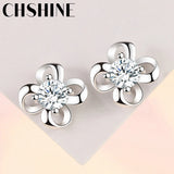 925 Silver 4 Leaf Clover Zircon Earrings Wedding Gift