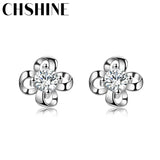 925 Silver 4 Leaf Clover Zircon Earrings Wedding Gift