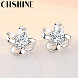 925 Silver 4 Leaf Clover Zircon Earrings Wedding Gift
