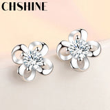 925 Silver 4 Leaf Clover Zircon Earrings Wedding Gift