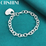 925 Silver Heart Bracelet Chain for Women Wedding Engagement