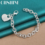 925 Silver Heart Bracelet Chain for Women Wedding Engagement