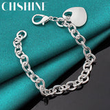 925 Silver Heart Bracelet Chain for Women Wedding Engagement