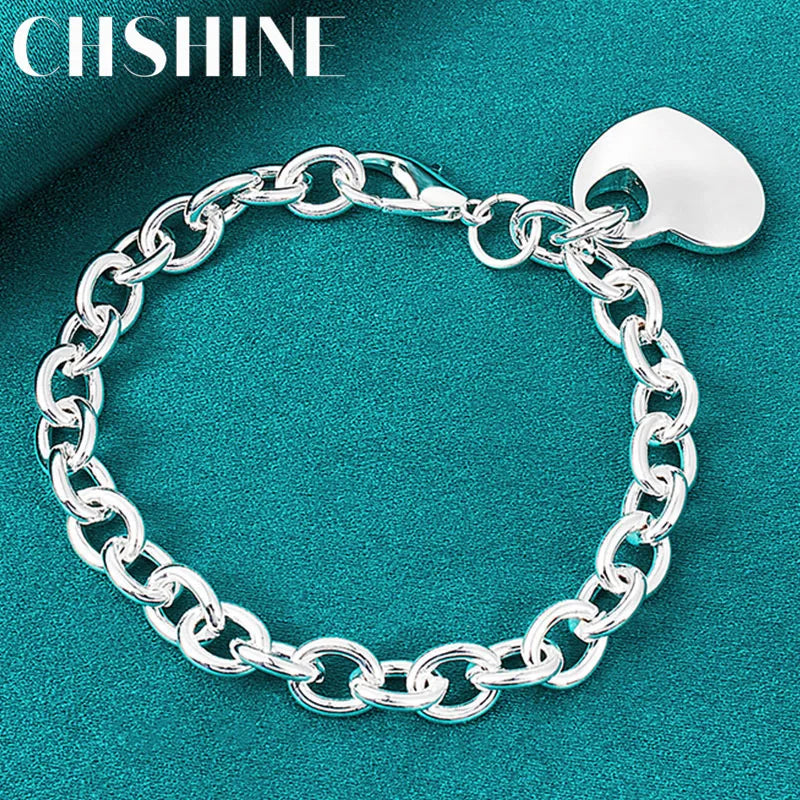 925 Silver Heart Bracelet Chain for Women Wedding Engagement