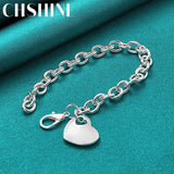 925 Silver Heart Bracelet Chain for Women Wedding Engagement