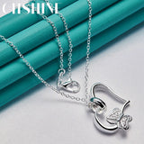 925 Silver Heart Butterfly Necklace 16-30 Inch Charm Jewelry