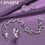 925 Silver Heart Chain Jewelry Set for Women Party Gift