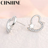 925 Silver Heart Earring Women Stud Earrings Gift Party Jewelry