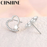 925 Silver Heart Earring Women Stud Earrings Gift Party Jewelry