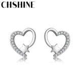 925 Silver Heart Earring Women Stud Earrings Gift Party Jewelry