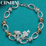 925 Silver Heart Lock Clover Zircon Bracelet