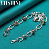 925 Silver Heart Lock Clover Zircon Bracelet