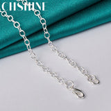 925 Silver Heart Lock Key Zircon Necklace 20"