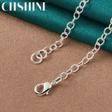 925 Silver Heart Lock Key Zircon Necklace 20"