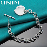 925 Silver Heart Pendant Bracelet Charm Jewelry