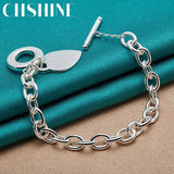 925 Silver Heart Pendant Bracelet Charm Jewelry