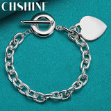 925 Silver Heart Pendant Bracelet Charm Jewelry