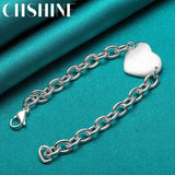 925 Silver Heart Pendant Charm Bracelet for Women