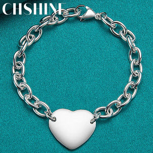 925 Silver Heart Pendant Charm Bracelet for Women
