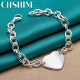 925 Silver Heart Pendant Charm Bracelet for Women