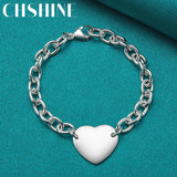 925 Silver Heart Pendant Charm Bracelet for Women