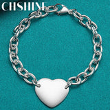 925 Silver Heart Pendant Charm Bracelet for Women