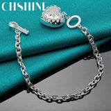 925 Silver Heart Key Bracelet for Woman