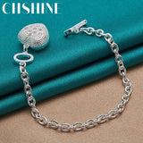 925 Silver Heart Key Bracelet for Woman