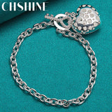 925 Silver Heart Key Bracelet for Woman