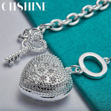 925 Silver Heart Key Bracelet for Woman