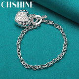 925 Silver Heart Key Bracelet for Woman