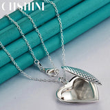 925 Silver Heart Photo Frame Charm Pendant Necklace