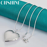 925 Silver Heart Photo Frame Charm Pendant Necklace
