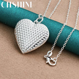 925 Silver Heart Photo Frame Charm Pendant Necklace