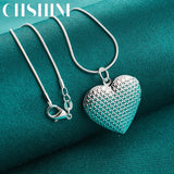 925 Silver Heart Photo Frame Charm Pendant Necklace