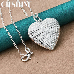 925 Silver Heart Photo Frame Charm Pendant Necklace