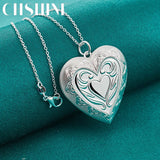 925 Silver Heart Photo Frame Pendant Necklace for Women's Wedding Party