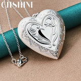 925 Silver Heart Photo Frame Pendant Necklace for Women's Wedding Party