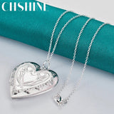 925 Silver Heart Photo Frame Pendant Necklace for Women's Wedding Party